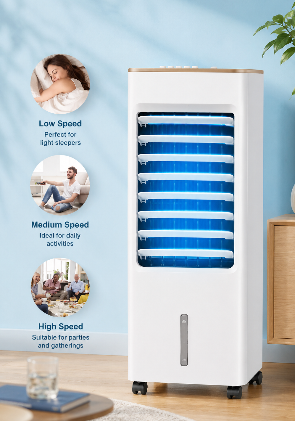 Raptor Portable Electric Fan | 3-Speed Mechanical Control | Ideal for Home & Office | Remote - White/Black
