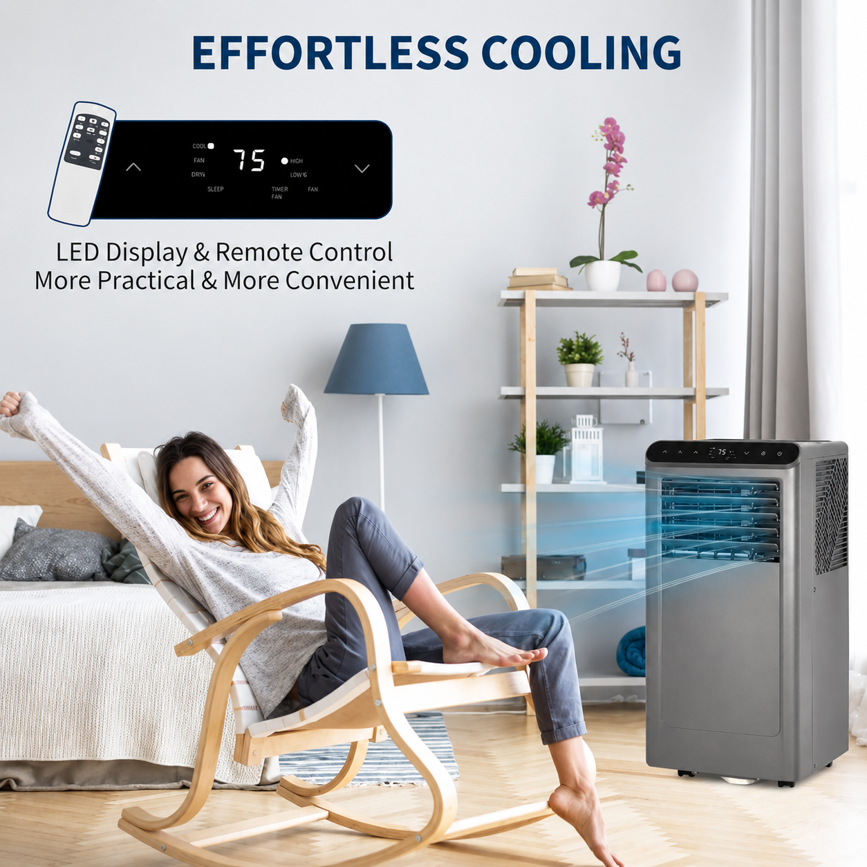 Polar Portable Air Conditioner 8,000 BTU | 3-in-1 Cooling, Dehumidifier & Fan| App & Remote Control - Black Grey