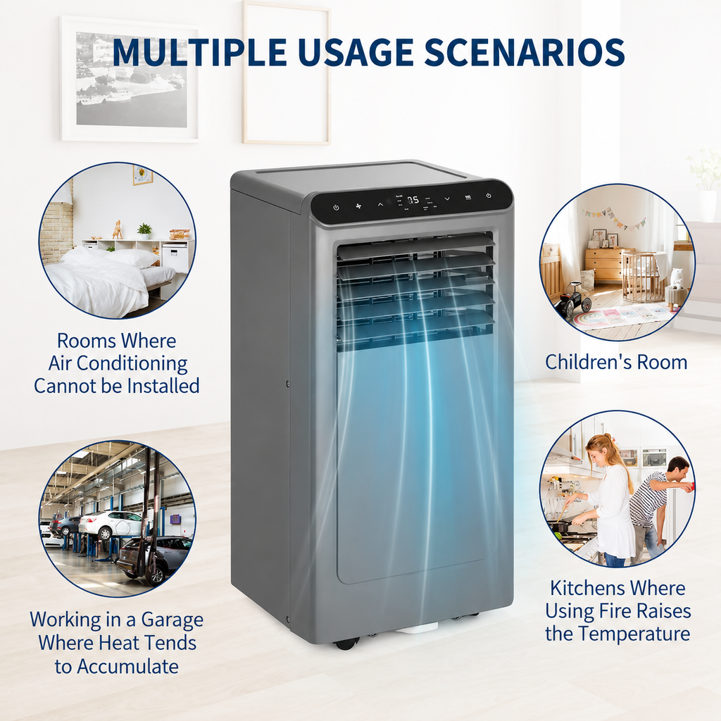 Polar Portable Air Conditioner 8,000 BTU | 3-in-1 Cooling, Dehumidifier & Fan| App & Remote Control - Black Grey