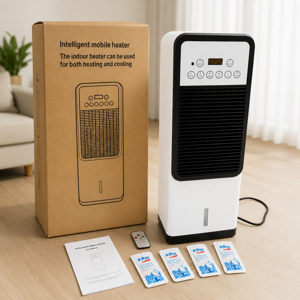 Oxyra | 2-in-1 Water-Cooled Air Conditioner | Dual-Use Cooling & Heating | Household Mobile Unit - White
