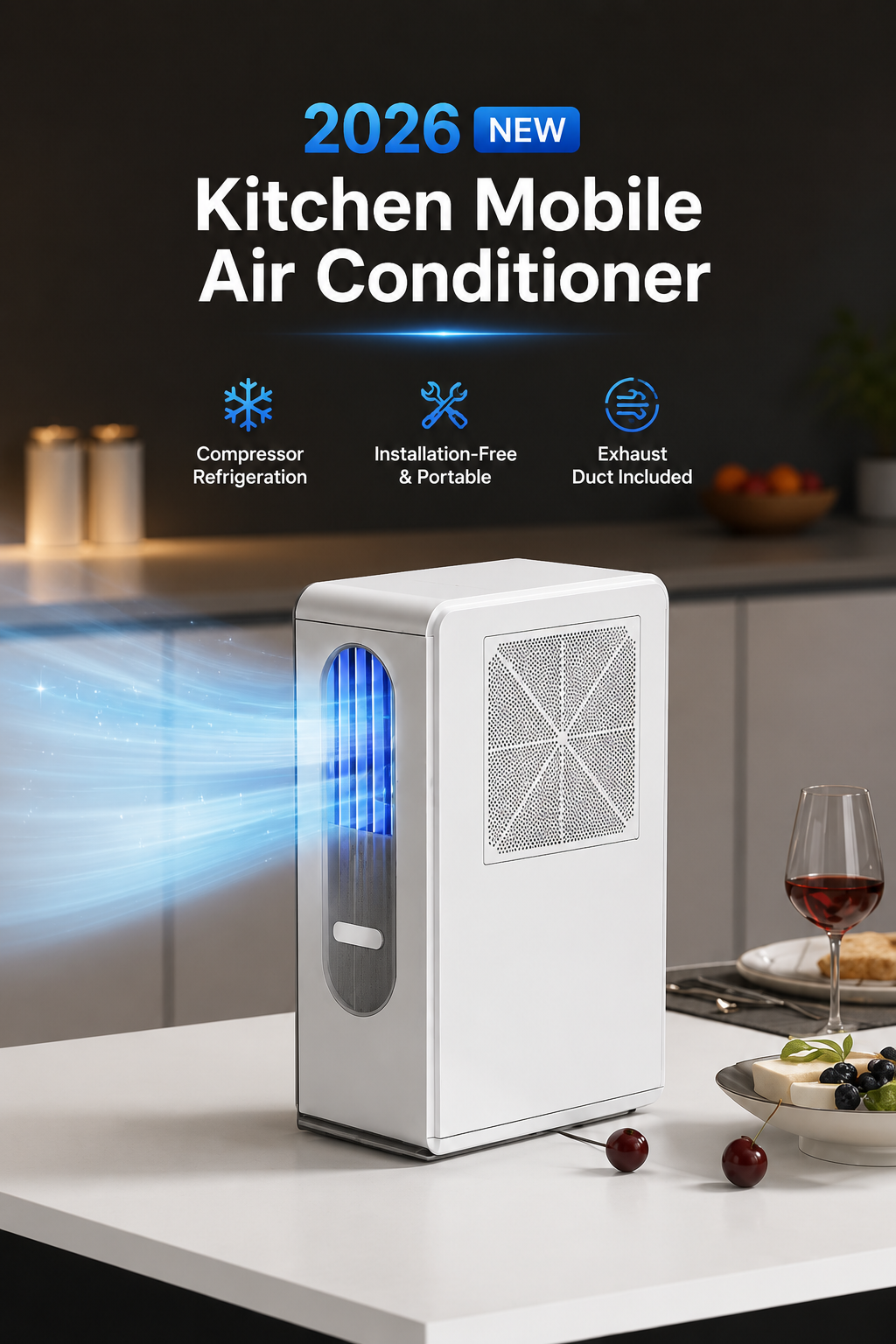 Airstelle Portable Air Conditioner | No Exhaust Duct | 4-in-1 Cooling, Fan, Dehumidifier & Humidifier | Remote - White