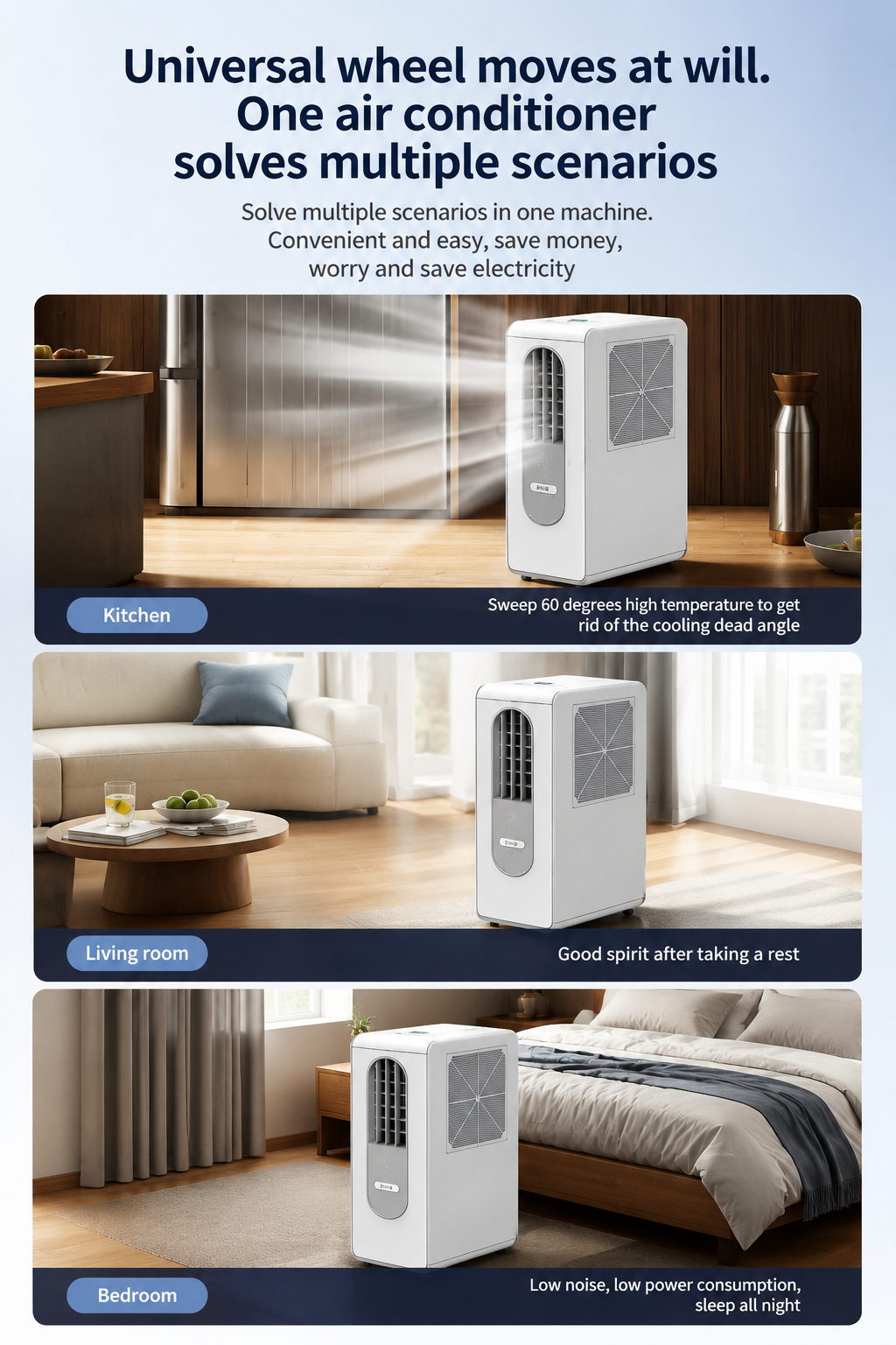 Airstelle Portable Air Conditioner | No Exhaust Duct | 4-in-1 Cooling, Fan, Dehumidifier & Humidifier | Remote - White