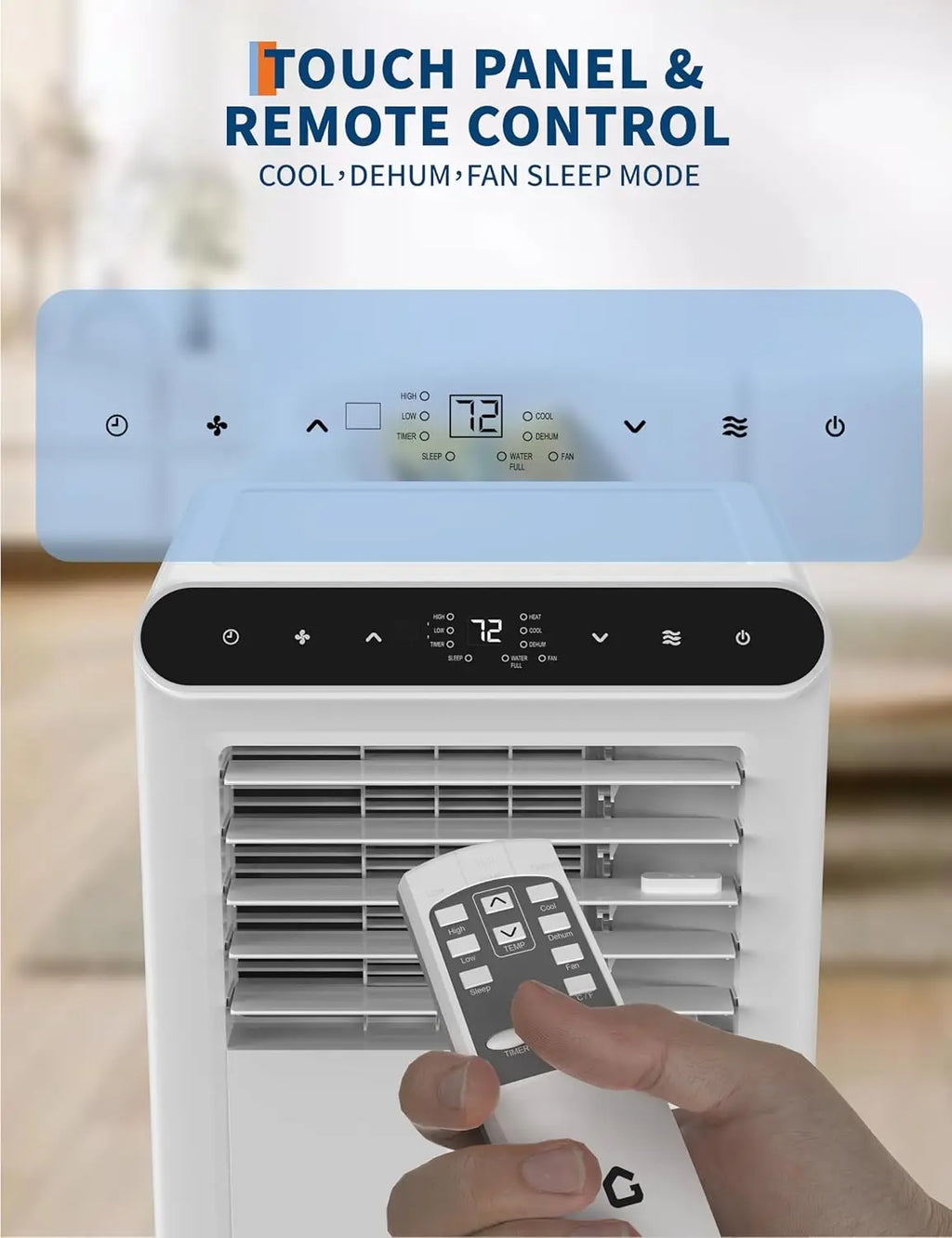 Home Portable Air Conditioner 8000 / 10000 BTU | 3-in-1 AC, Fan & Dehumidifier | Remote - White/Black/Grey