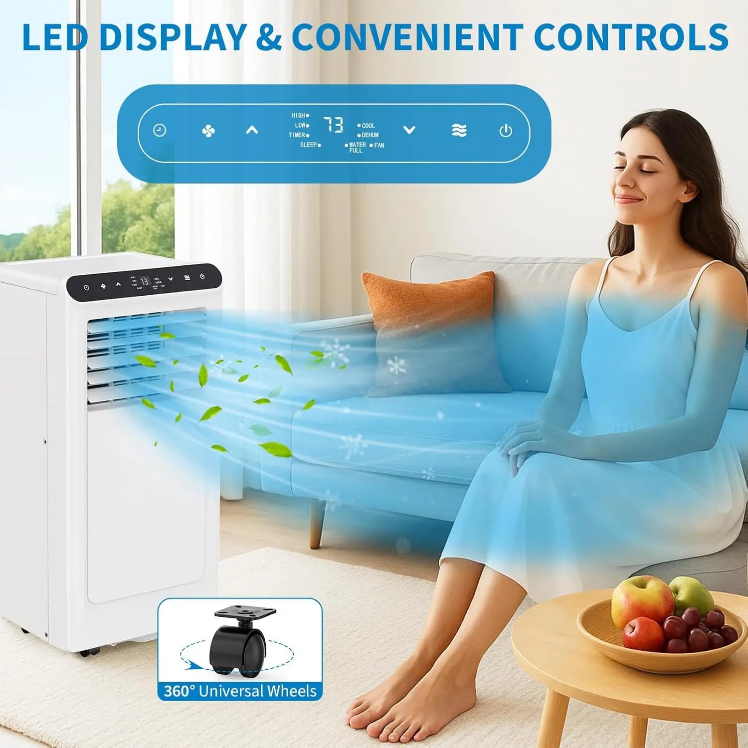 Home Portable Air Conditioner 8000 / 10000 BTU | 3-in-1 AC, Fan & Dehumidifier | Remote - White/Black/Grey