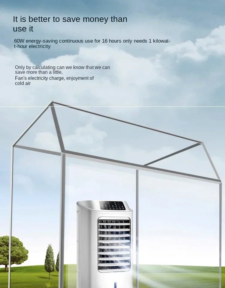 HaierX Water-Cooled Air Conditioning Fan | 3-Speed Mechanical Control | Remote - White