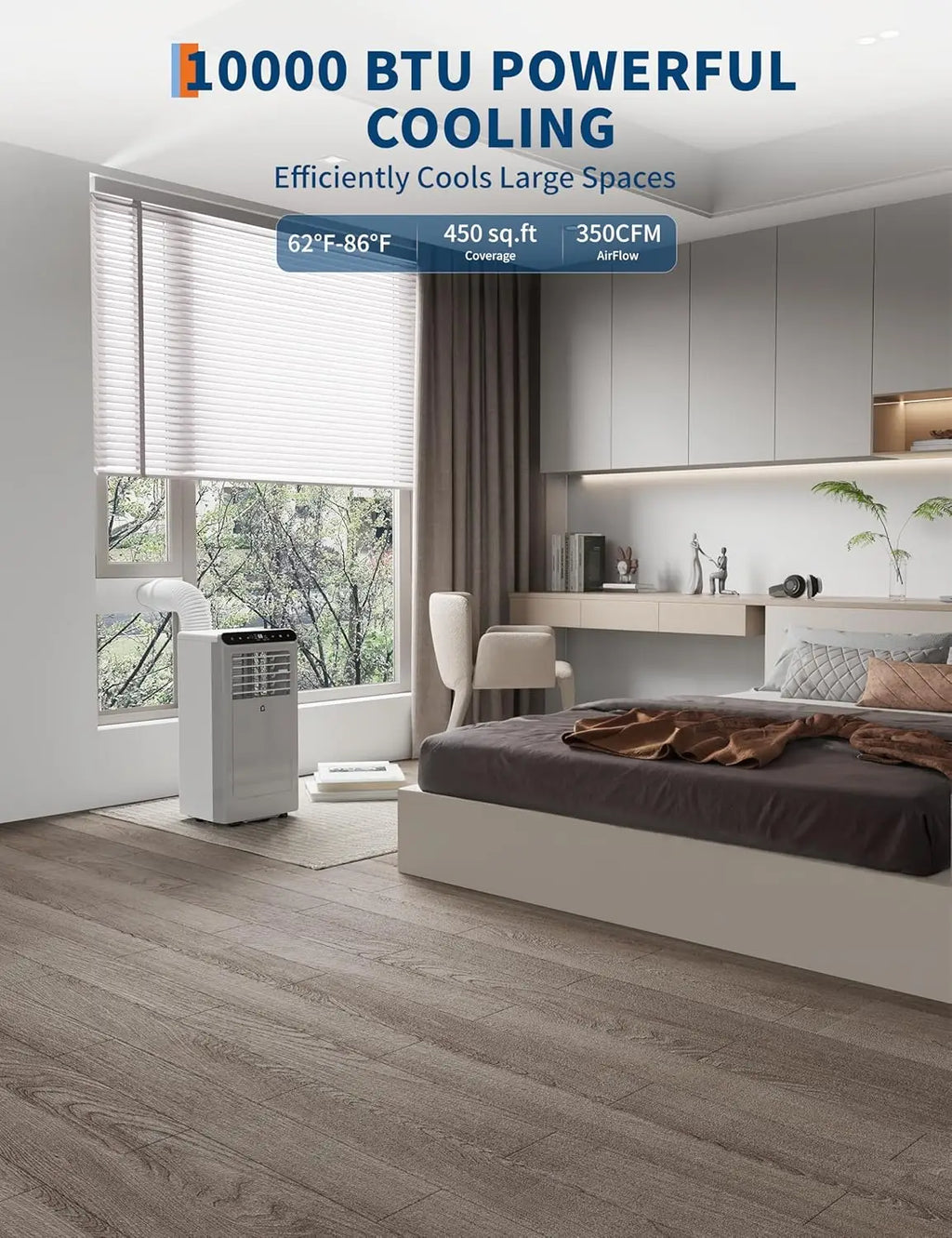 Home Portable Air Conditioner 8000 / 10000 BTU | 3-in-1 AC, Fan & Dehumidifier | Remote - White/Black/Grey