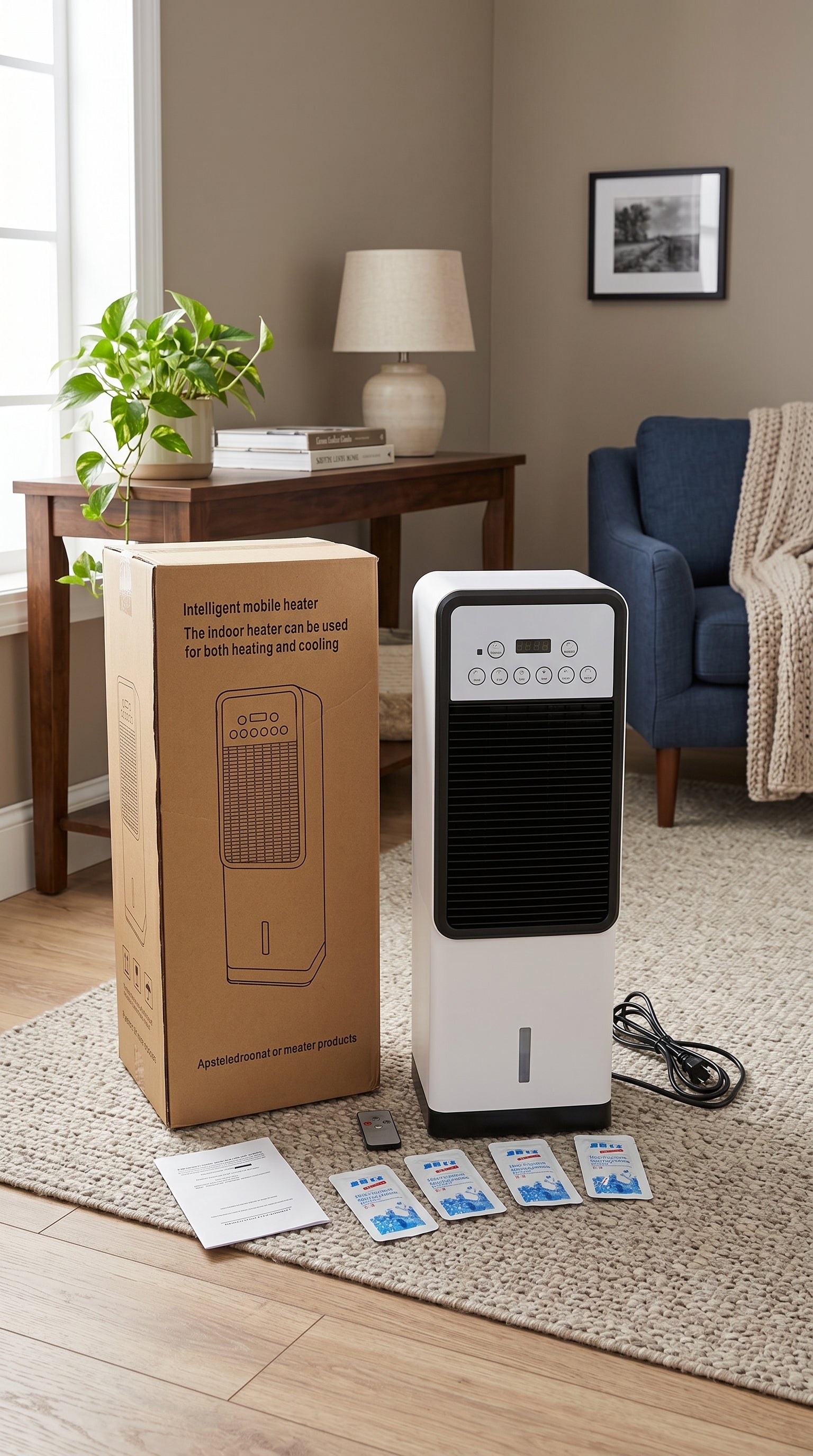 Oxyra | 2-in-1 Water-Cooled Air Conditioner | Dual-Use Cooling & Heating | Household Mobile Unit - White
